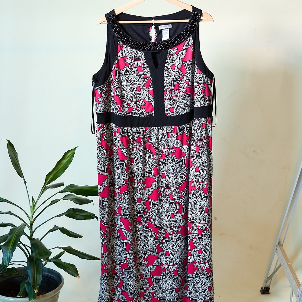 Catherines Pink and Black Maxi Dress